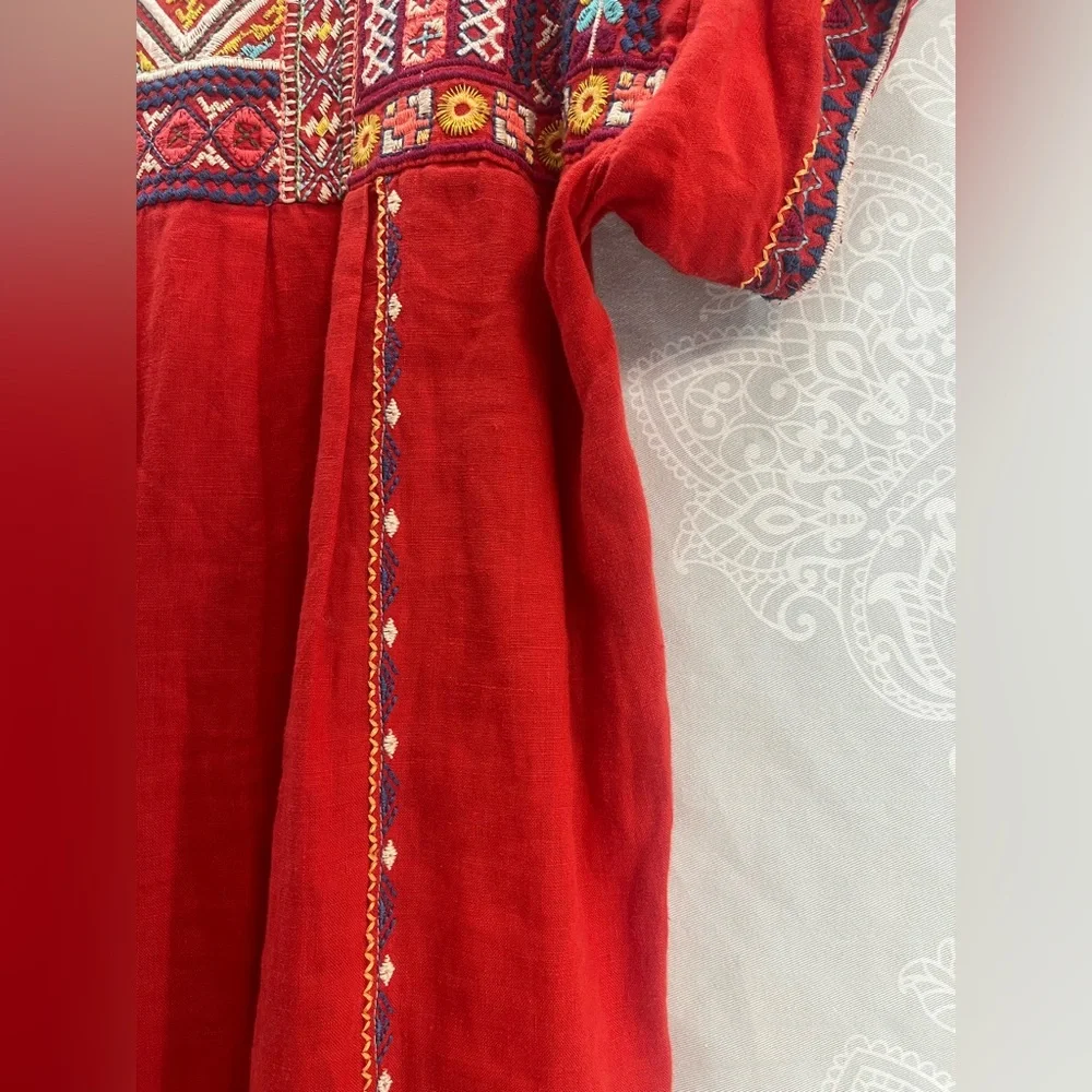 Johnny Was Red Embroidered Linen Dress/Tunic, Women’s Small; Beach Boho Beauty! - Picture 11 of 17